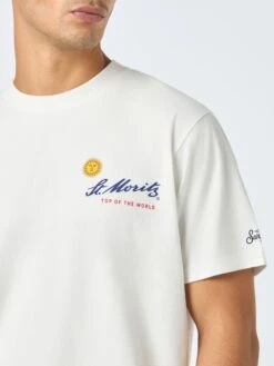 MC2 Saint Barth Man Heavy Cotton T-shirt Arnott With St. Moritz Sun Print | ST. MORITZ TOP OF THE WORLD SPECIAL EDITION -MC2 Saint Barth Shop UID ARNOTT00086G MAN T SHIRT WHITE 3