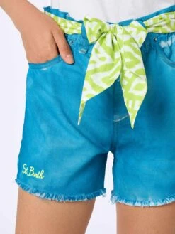 MC2 Saint Barth Woman Upcycled Turquoise Denim Shorts Arizona With Embroidery -MC2 Saint Barth Shop UID ARZ000100657D WOMAN SHORTPANT BLUE 20240727163500 3