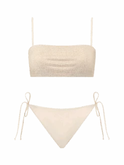 MC2 Saint Barth Woman Beige Bandeau Bikini Athena Virgo With Rhinestones