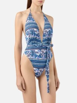 MC2 Saint Barth One Piece Swimsuit Axelle With Gipsy Print