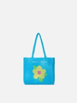MC2 Saint Barth Turquoise Beaded Shopper Bag