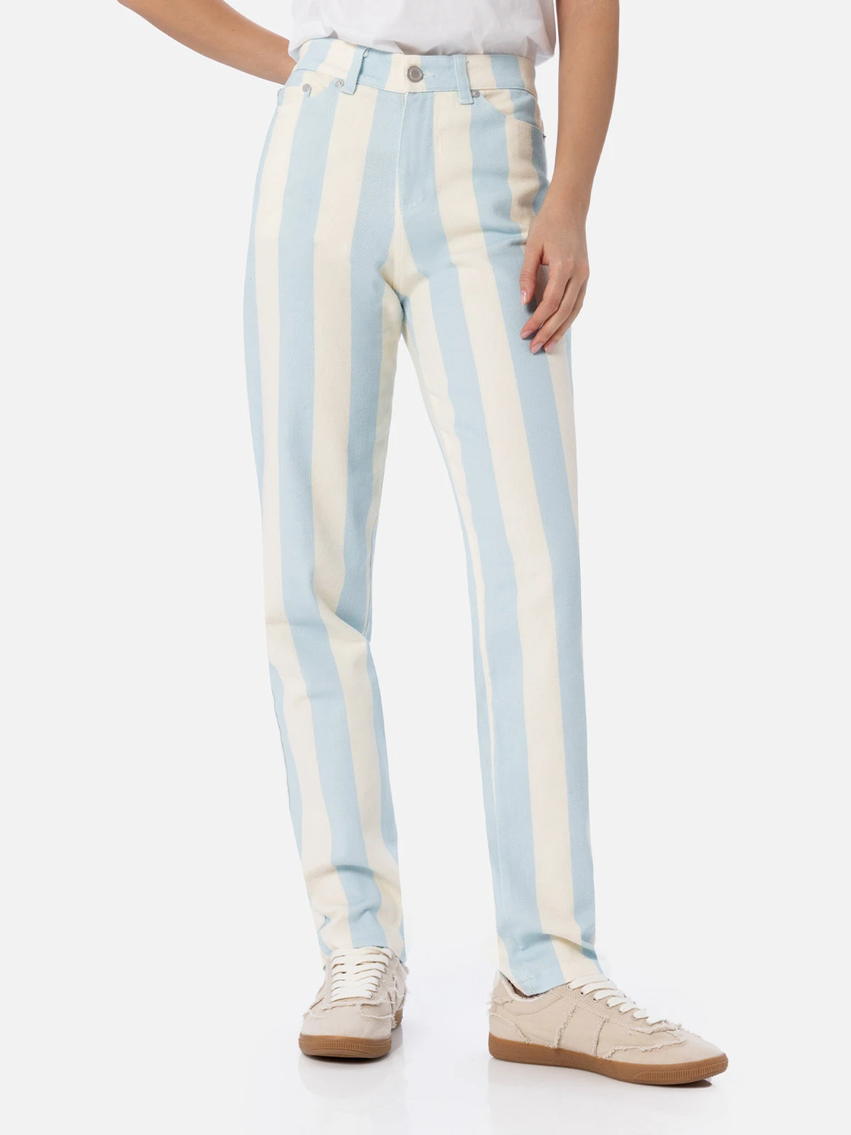 MC2 Saint Barth Woman Light Blue Striped Print Denim Belleville 3 MC2 Saint Barth Woman Light Blue Striped Print Denim Belleville