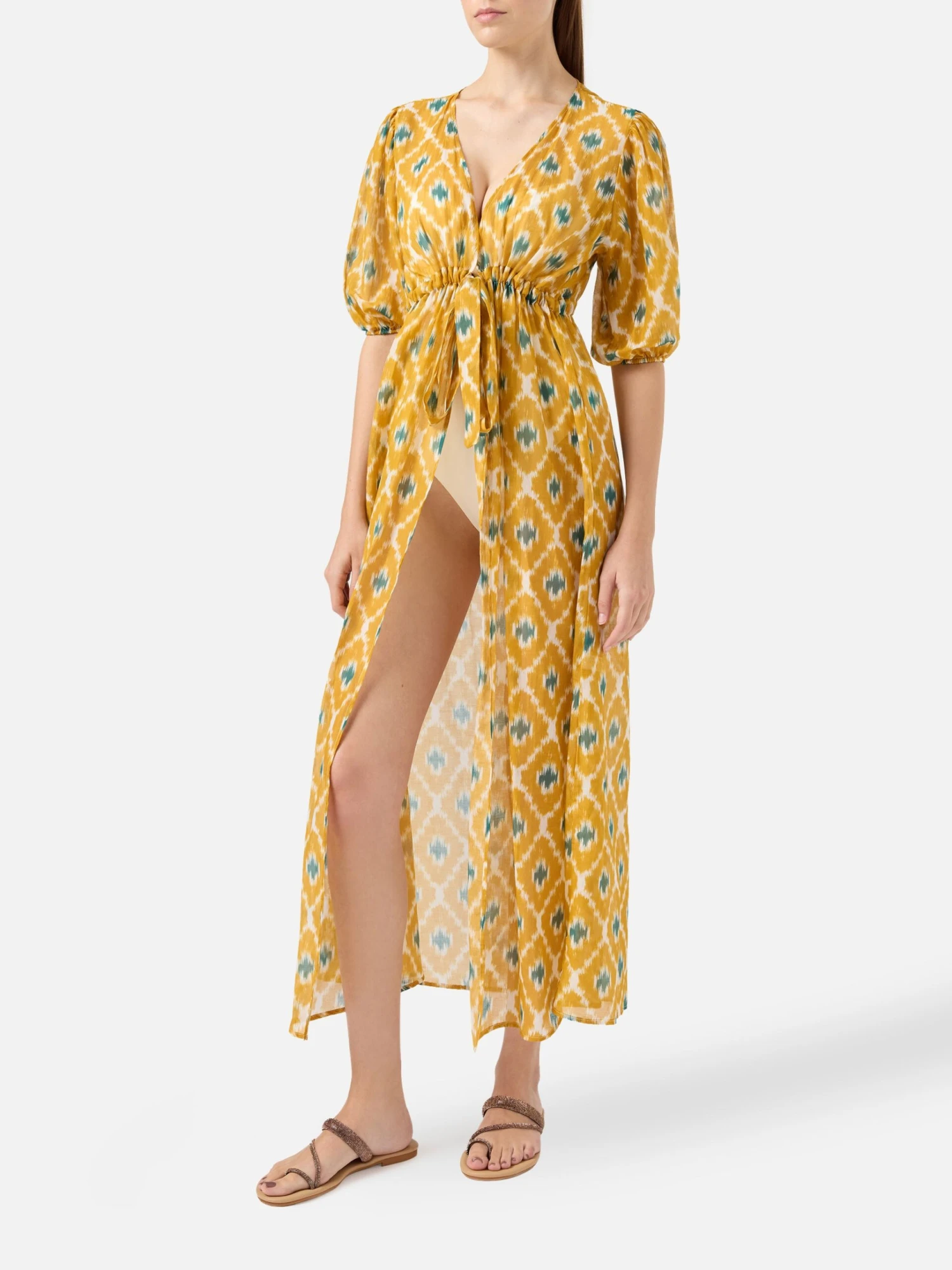 MC2 Saint Barth Cotton And Silk Long Dress Bliss With Geometric Print 3 MC2 Saint Barth Cotton And Silk Long Dress Bliss With Geometric Print