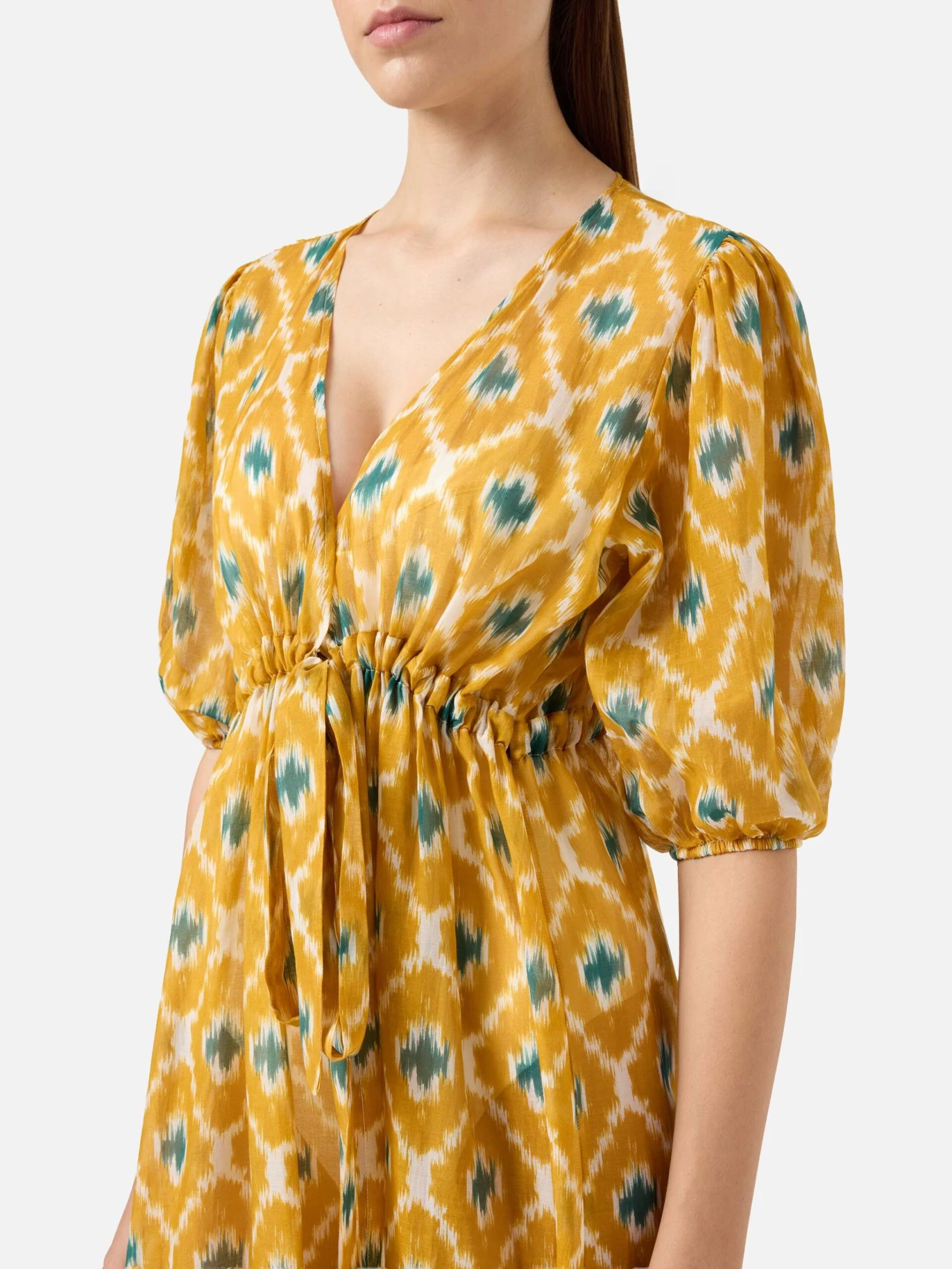 MC2 Saint Barth Cotton And Silk Long Dress Bliss With Geometric Print 4 MC2 Saint Barth Cotton And Silk Long Dress Bliss With Geometric Print - Image 2