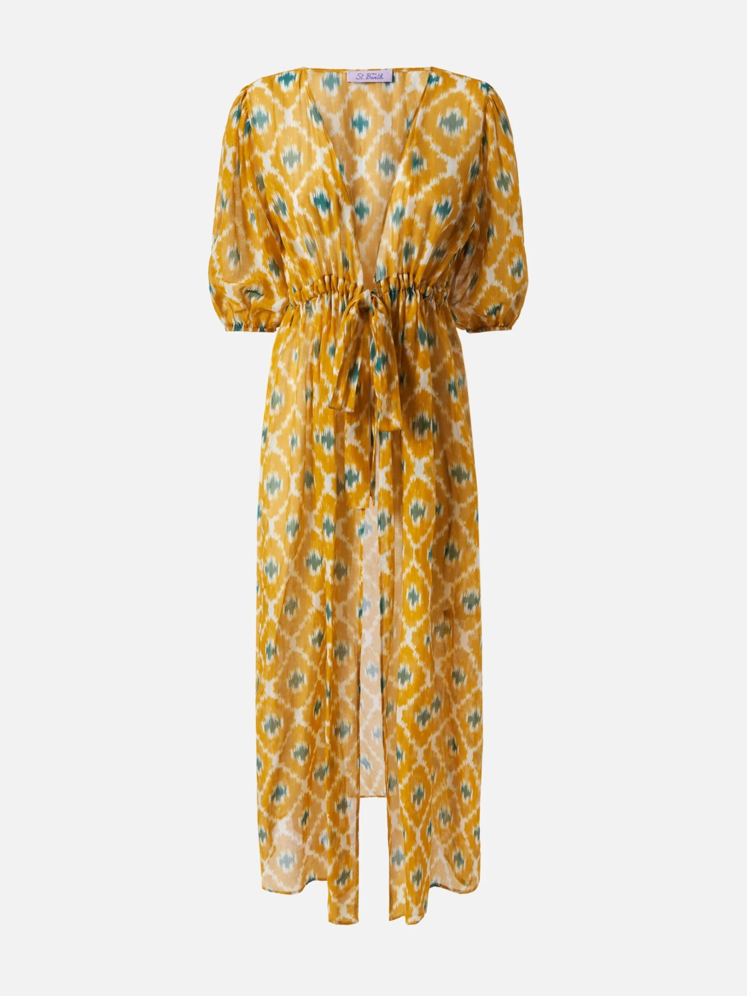 MC2 Saint Barth Cotton And Silk Long Dress Bliss With Geometric Print 6 MC2 Saint Barth Cotton And Silk Long Dress Bliss With Geometric Print - Image 4