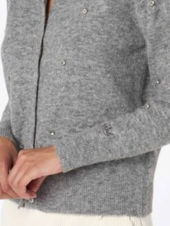 MC2 Saint Barth Woman Grey Cardigan Bellamy With Silver Rhinestones -MC2 Saint Barth Shop UID BLL00400479G WOMAN KNITWEAR GREY 20240903143500 4