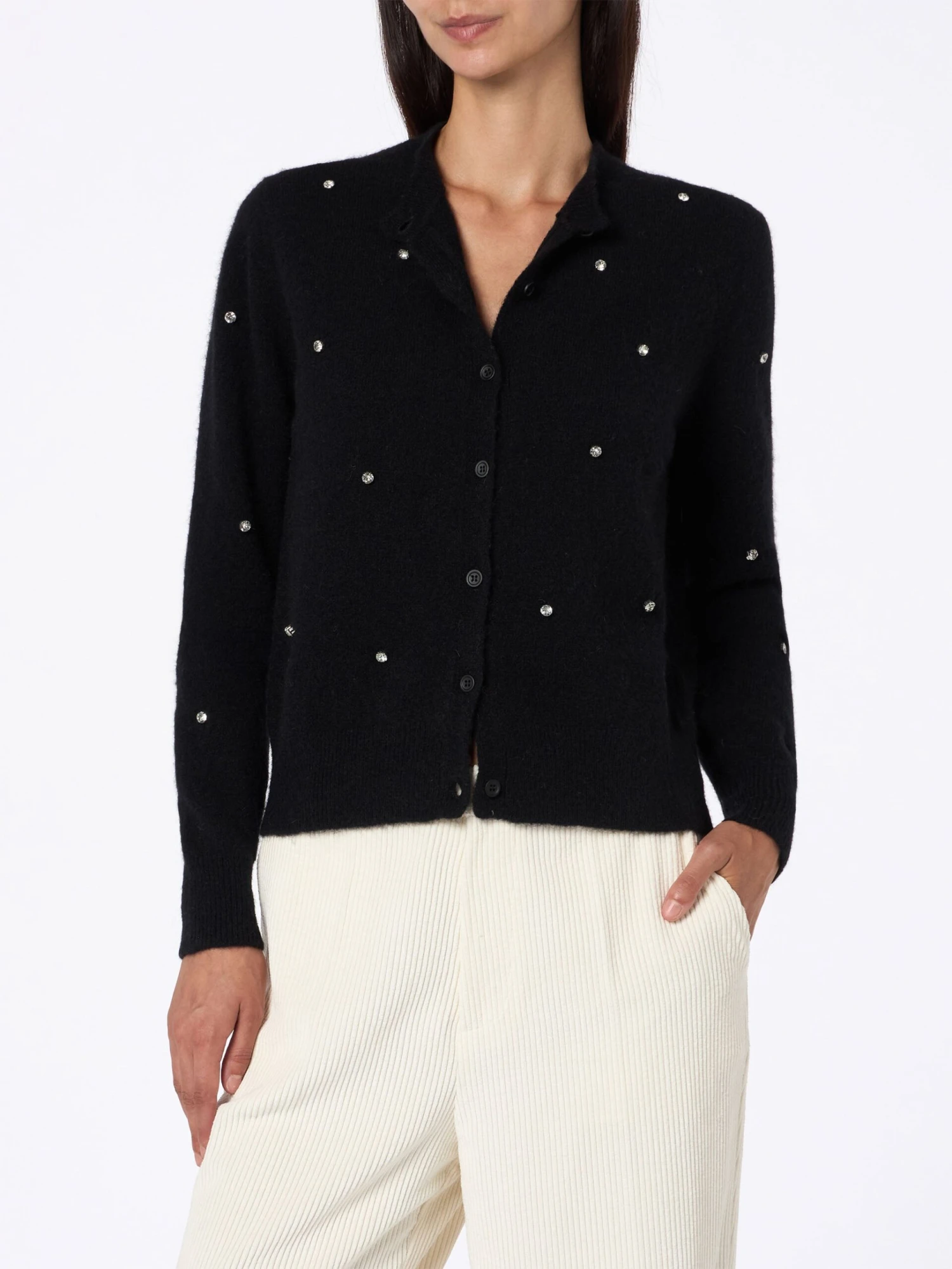 MC2 Saint Barth Woman Black Cardigan Bellamy With Rhinestones 3 MC2 Saint Barth Woman Black Cardigan Bellamy With Rhinestones