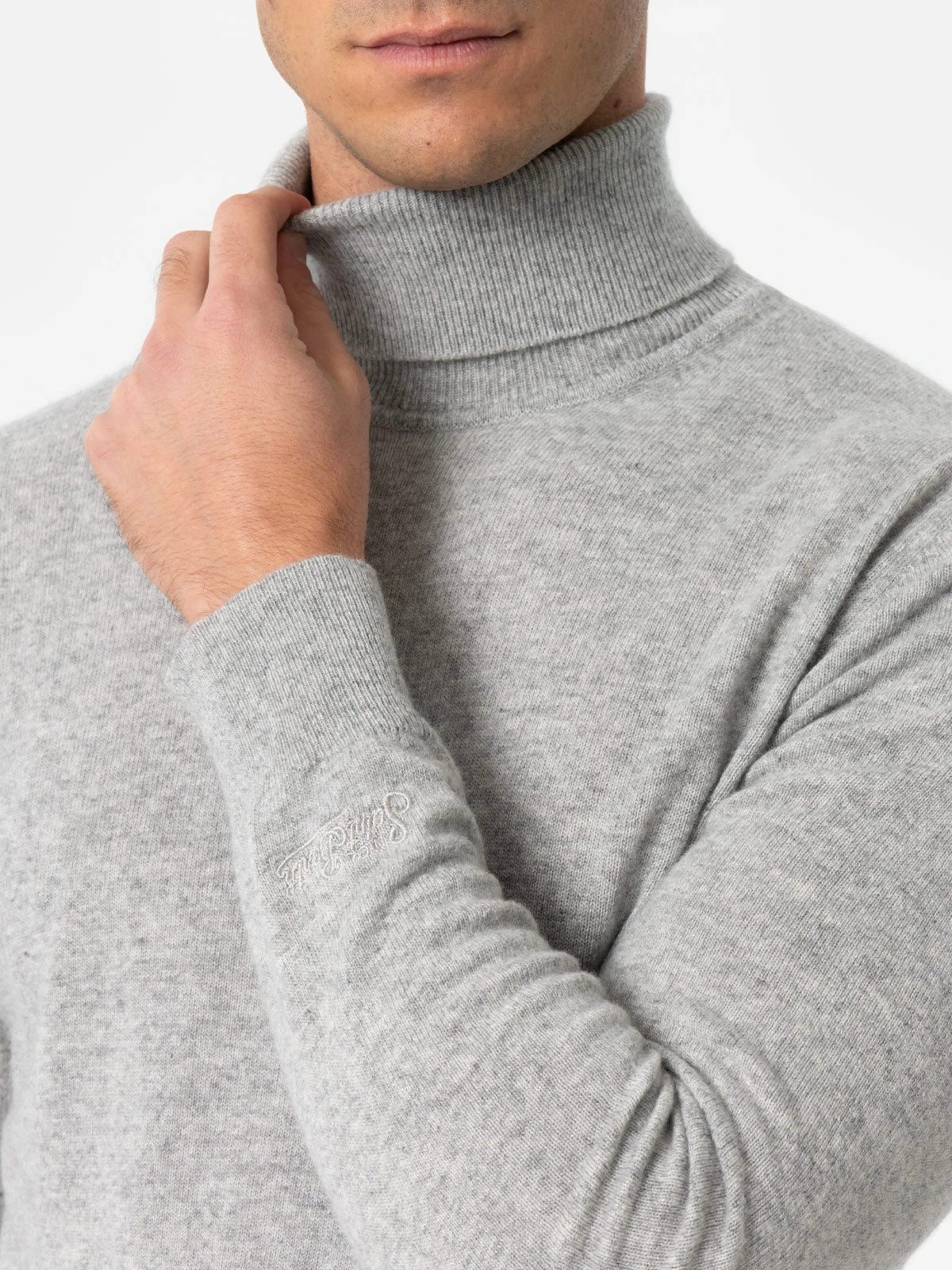 MC2 Saint Barth Man Mélange Grey Blended Cashmere Turtleneck Sweater Bond 4 MC2 Saint Barth Man Mélange Grey Blended Cashmere Turtleneck Sweater Bond - Image 2