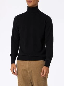 MC2 Saint Barth Man Black Cashmere Blend Turtleneck Sweater Bond