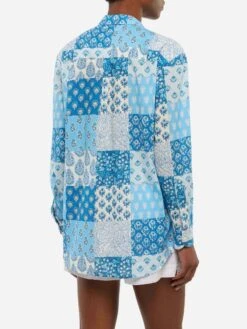 MC2 Saint Barth Brigitte Flower-print Cotton Shirt -MC2 Saint Barth Shop UID BRIG00100380H WOMAN SHIRT BLUE BOHO 0 20250630142725 3