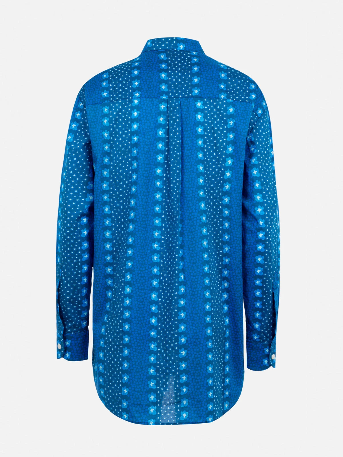 MC2 Saint Barth Woman Cotton Shirt Brigitte With Indigo Flower Print 8 MC2 Saint Barth Woman Cotton Shirt Brigitte With Indigo Flower Print - Image 6