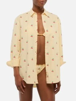 MC2 Saint Barth Brigitte Striped-print Seersucker Shirt With Saint Barth Embroidery