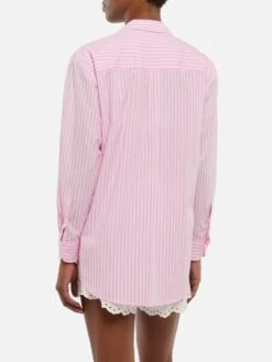 MC2 Saint Barth Brigitte Striped-print Cotton Shirt With Saint Barth Habituè Embroidery -MC2 Saint Barth Shop UID BRIG00104186H WOMAN SHIRT PINK STRIPES MC2 20250630142725 3