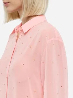 MC2 Saint Barth Brigitte Pink Georgette Shirt With Rhinestone Embellishments -MC2 Saint Barth Shop UID BRIG00105966H WOMAN SHIRT PINK 0 0 20250320114115 2