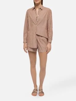 MC2 Saint Barth Brigitte Striped-print Cotton Shirt With Saint Barth Beach Club Embroidery 10 MC2 Saint Barth Brigitte Striped-print Cotton Shirt With Saint Barth Beach Club Embroidery -MC2 Saint Barth Shop UID BRIG00106110H WOMAN SHIRT BROWN STRIPES MC2 20250527103516 4