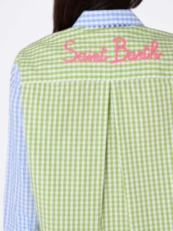 MC2 Saint Barth Woman Cotton Shirt Brigitte With Multicolor Vichy Print And Saint Barth Embroidery -MC2 Saint Barth Shop UID BRIG00107190D WOMAN SHIRT PINK 20240903133402 4