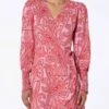 MC2 Saint Barth Linen Short Wrap Dress Brilly With Paisley Print -MC2 Saint Barth Shop UID BRL000106387D WOMAN DRESS PINK 20240903133402 2 b9faf42a 8632 44fe 9505 2838166f21b1