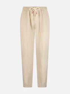 MC2 Saint Barth Man Off-white Linen Calais Pants With Drawstring -MC2 Saint Barth Shop UID CAA000100030F MAN PANT WHITE 1