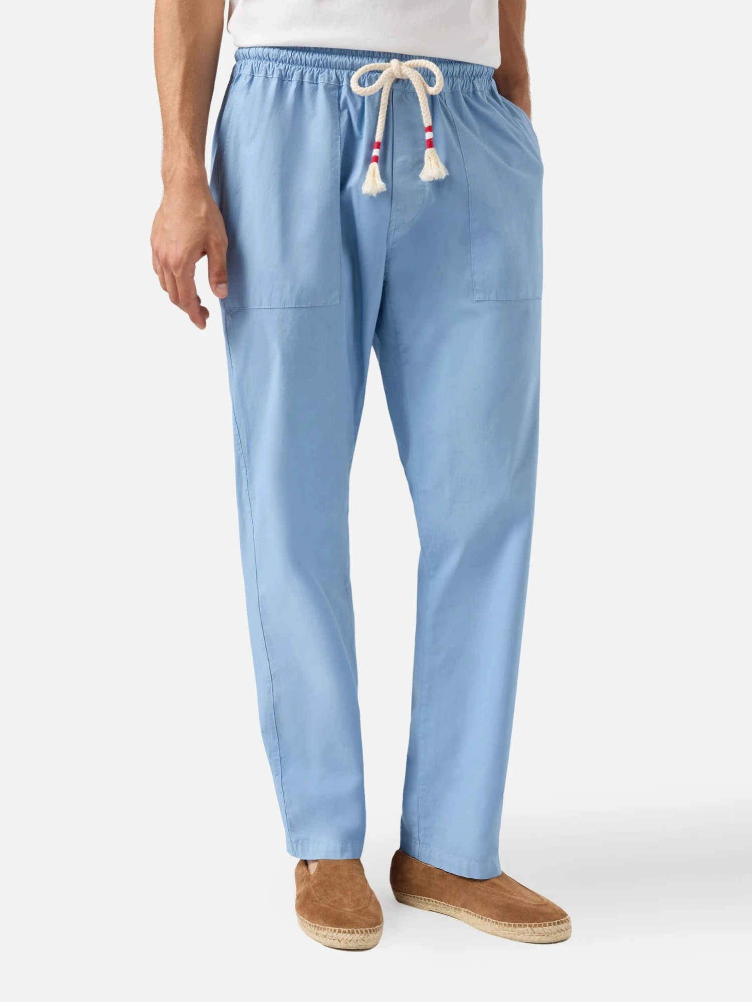 MC2 Saint Barth Calais Dusty Blue Cotton Pants With Drawstring 3 MC2 Saint Barth Calais Dusty Blue Cotton Pants With Drawstring