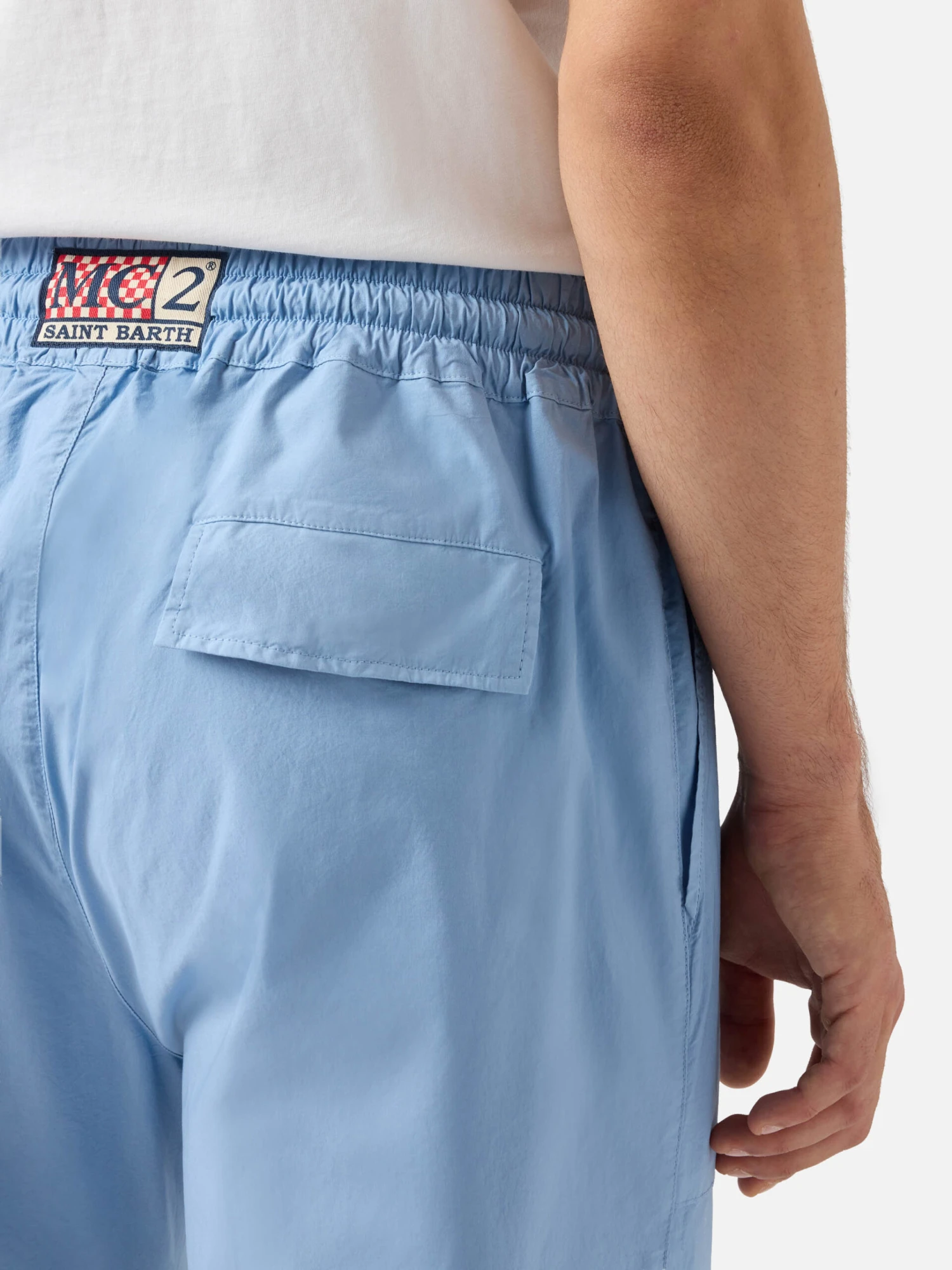 MC2 Saint Barth Calais Dusty Blue Cotton Pants With Drawstring 4 MC2 Saint Barth Calais Dusty Blue Cotton Pants With Drawstring - Image 2