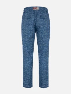 MC2 Saint Barth Man Printed Linen Calais Pants With Drawstring -MC2 Saint Barth Shop UID CAA000100777F MAN PANT BLUE LINEN 02