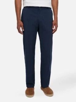 MC2 Saint Barth Marine Blue Cotton Pants Calais With Drawstring