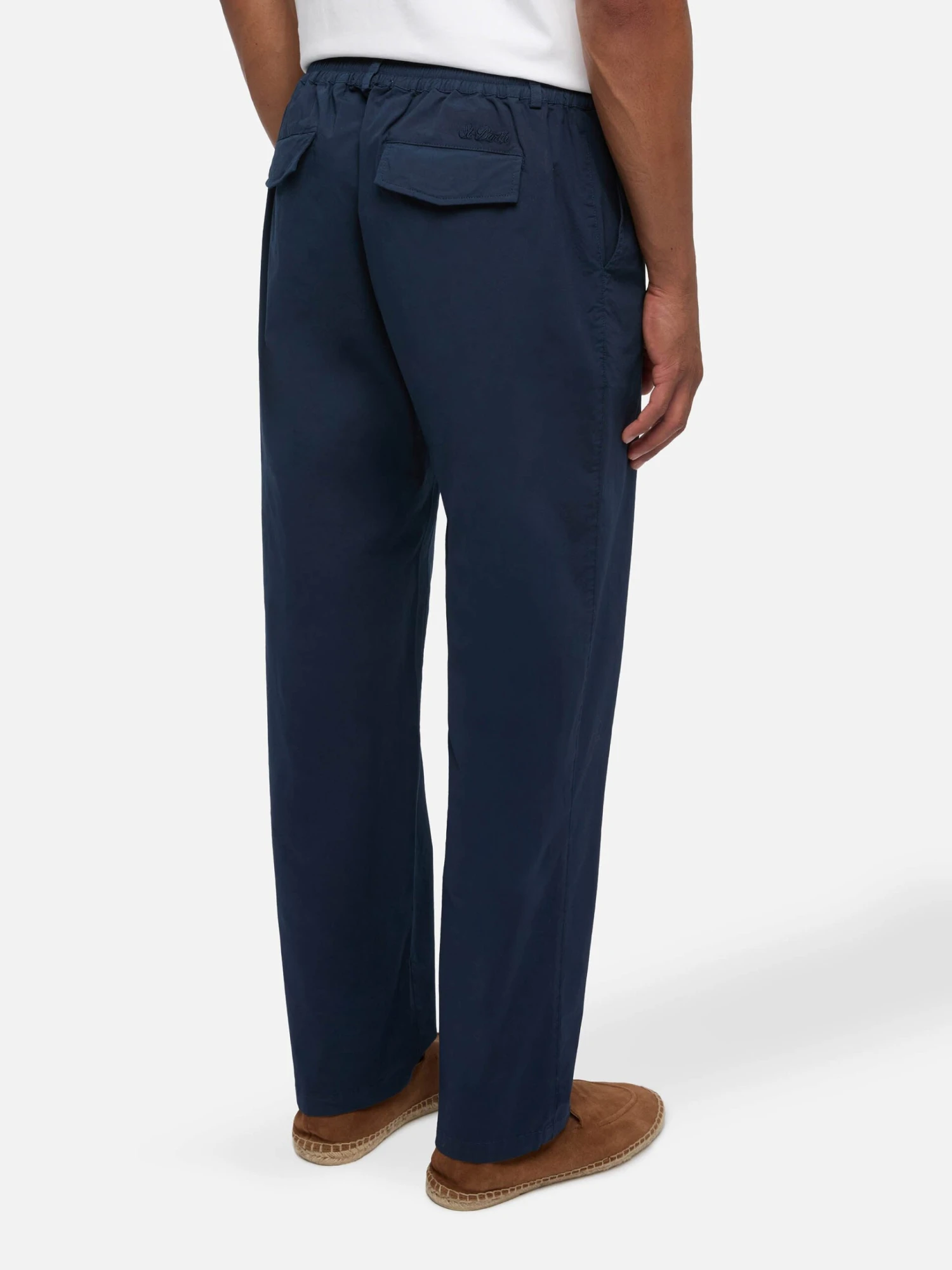 MC2 Saint Barth Marine Blue Cotton Pants Calais With Drawstring 4 MC2 Saint Barth Marine Blue Cotton Pants Calais With Drawstring - Image 2