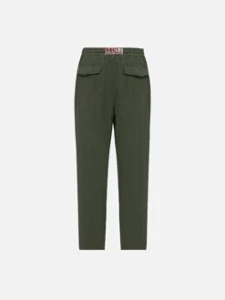 MC2 Saint Barth Military Green Linen Pants Calais With Drawstring -MC2 Saint Barth Shop UID CAA000101189H MAN PANT GREEN 20250304171944 05