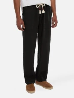 MC2 Saint Barth Black Linen Pants Calais With Drawstring
