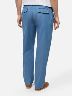 MC2 Saint Barth Calais Denim Blue Chambray Pants With Drawstring -MC2 Saint Barth Shop UID CAA000102456H MAN PANT BLUEPLAIN.COLORMC2 MC2 3