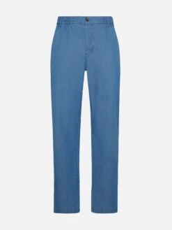 MC2 Saint Barth Calais Denim Blue Chambray Pants With Drawstring -MC2 Saint Barth Shop UID CAA000102456H MAN PANT BLUEPLAIN.COLORMC2 MC2 5