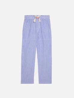 MC2 Saint Barth Calais Jr Seersucker Striped Pants With Drawstring