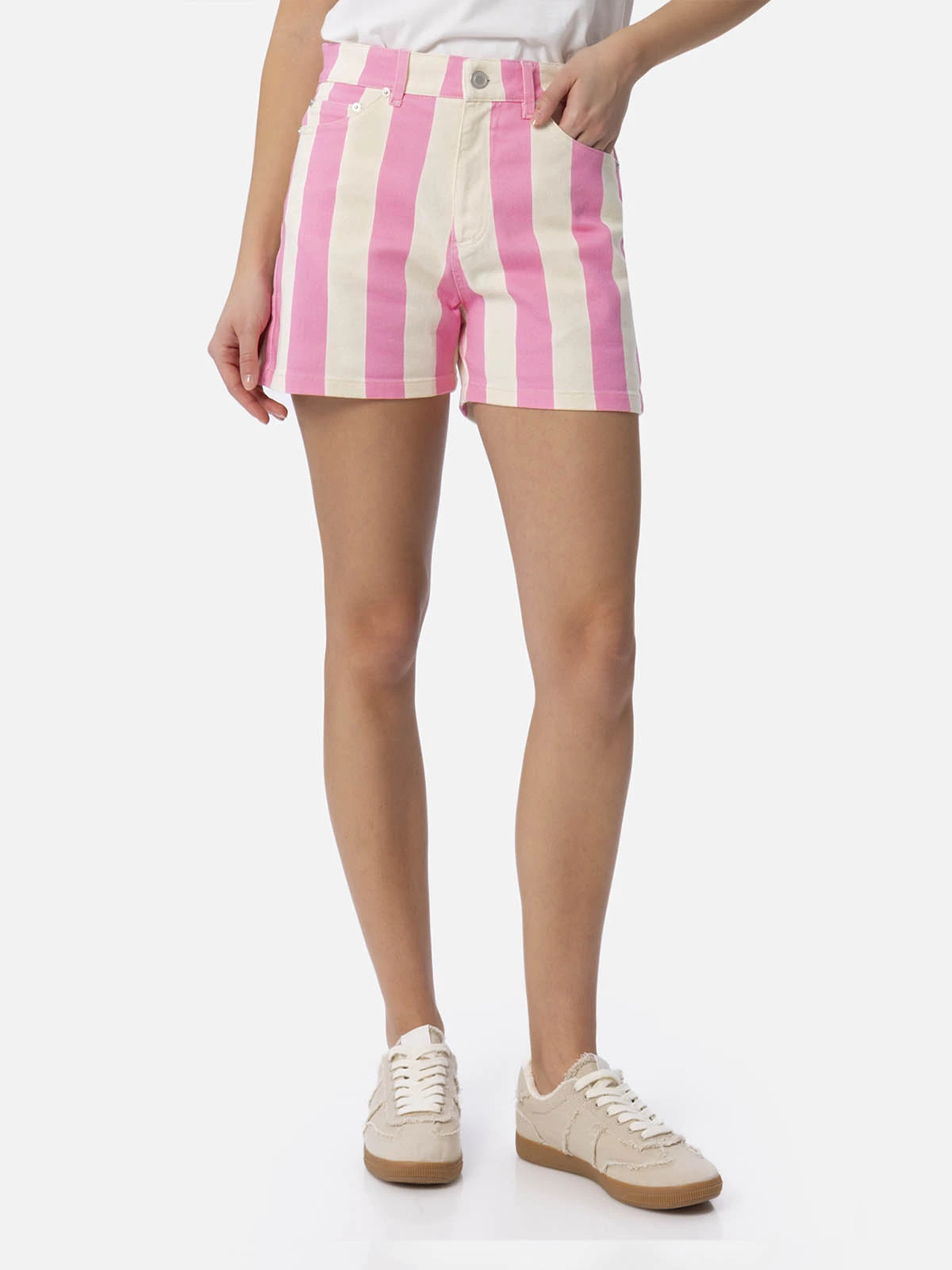 MC2 Saint Barth Woman Pink Striped Print Denim Bermuda Cancun 3 MC2 Saint Barth Woman Pink Striped Print Denim Bermuda Cancun