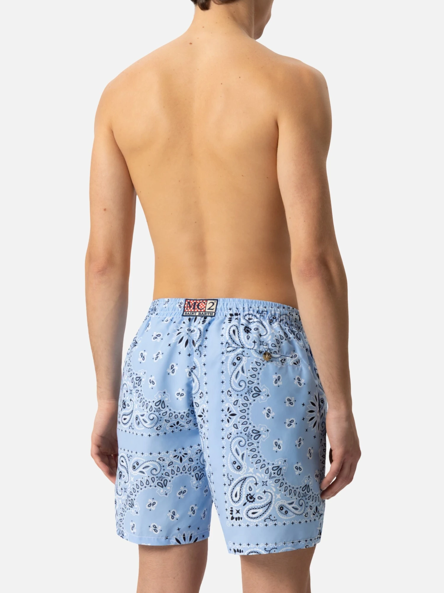 MC2 Saint Barth Mid-length Swim-shorts Caprese With Sky Blue Bandanna Print 6 MC2 Saint Barth Mid-length Swim-shorts Caprese With Sky Blue Bandanna Print - Image 4