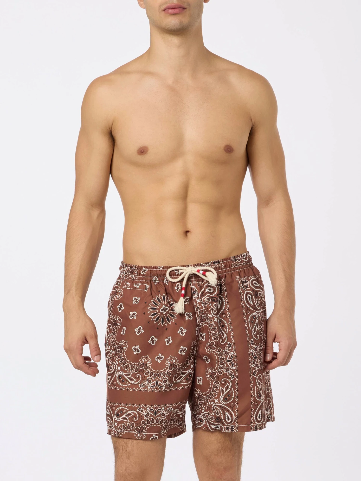 MC2 Saint Barth Man Swim Shorts With Brown Bandanna Print 5 MC2 Saint Barth Man Swim Shorts With Brown Bandanna Print - Image 3