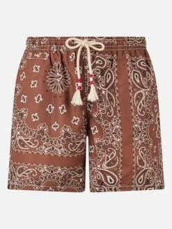 MC2 Saint Barth Man Swim Shorts With Brown Bandanna Print