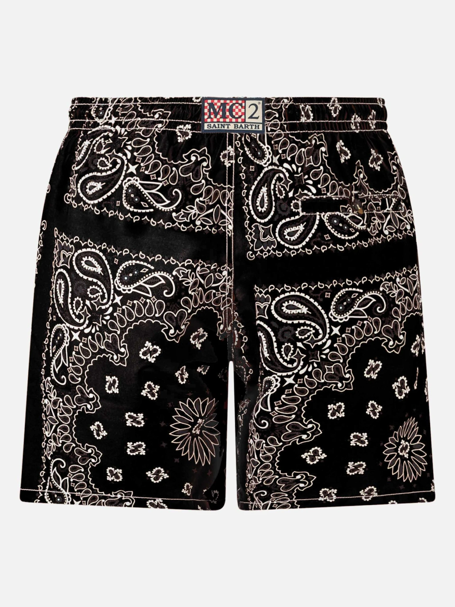 MC2 Saint Barth Mid-length Swim-shorts Caprese With Black Bandanna Print 4 MC2 Saint Barth Mid-length Swim-shorts Caprese With Black Bandanna Print - Image 2