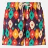MC2 Saint Barth Man Mid-length Multicolor Ikat Swim-shorts Caprese