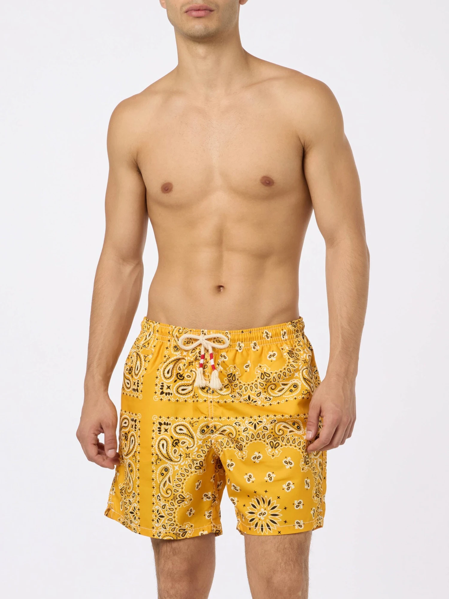 MC2 Saint Barth Man Swim Shorts With Ochre Bandanna Print 5 MC2 Saint Barth Man Swim Shorts With Ochre Bandanna Print - Image 3