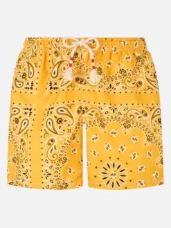 MC2 Saint Barth Man Swim Shorts With Ochre Bandanna Print
