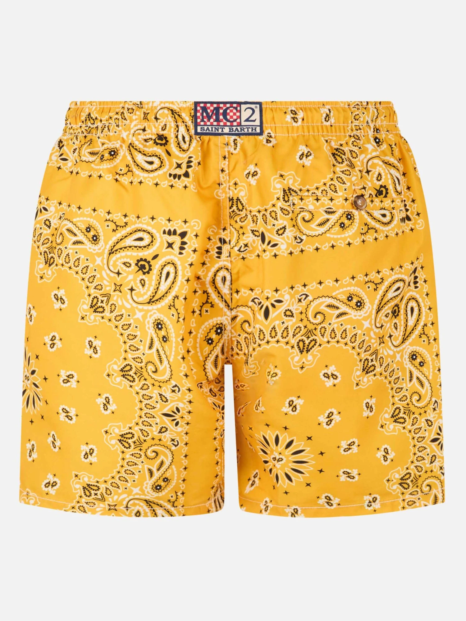 MC2 Saint Barth Man Swim Shorts With Ochre Bandanna Print 4 MC2 Saint Barth Man Swim Shorts With Ochre Bandanna Print - Image 2