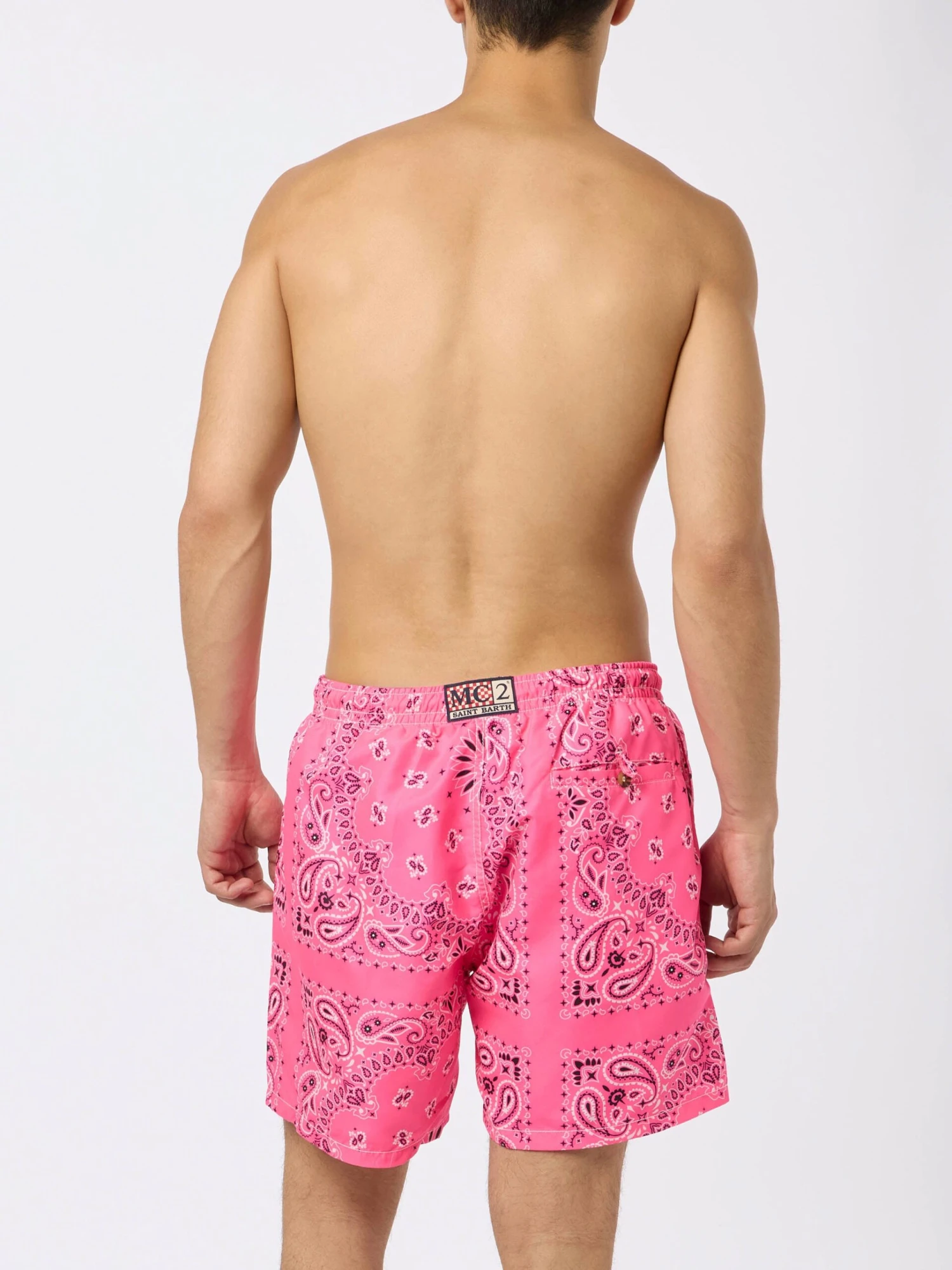MC2 Saint Barth Man Swim Shorts With Pink Bandanna Print 6 MC2 Saint Barth Man Swim Shorts With Pink Bandanna Print - Image 4