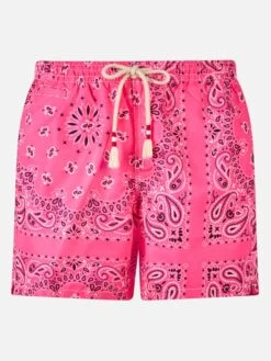 MC2 Saint Barth Man Swim Shorts With Pink Bandanna Print