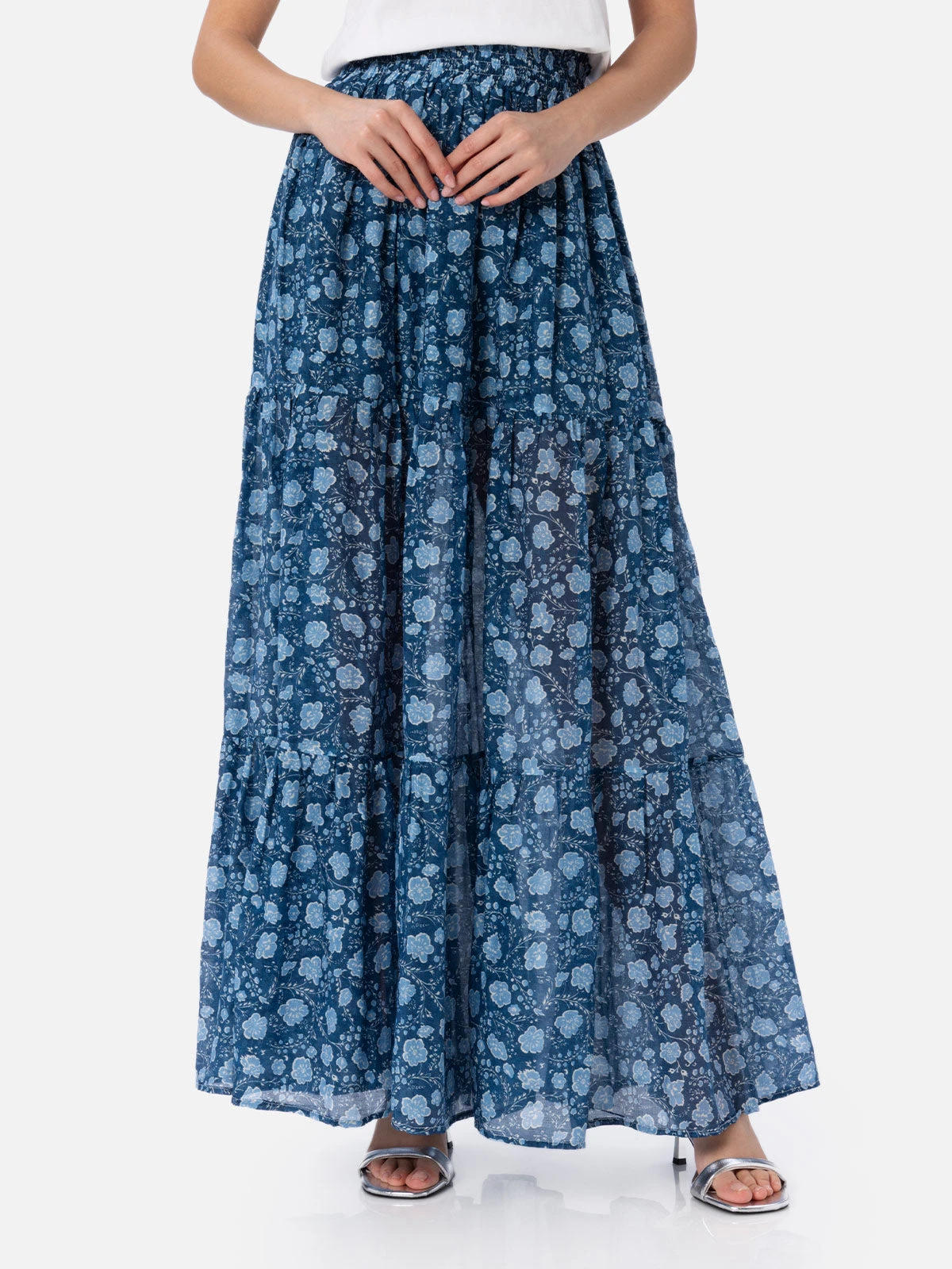 MC2 Saint Barth Woman Silk Voile Pleated Long Skirt Cheyenne