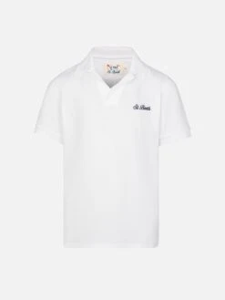 MC2 Saint Barth White Cotton Piquet Buttonless Polo Shirt Charles Jr