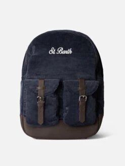 MC2 Saint Barth Navy Blue Corduroy Backpack Cody