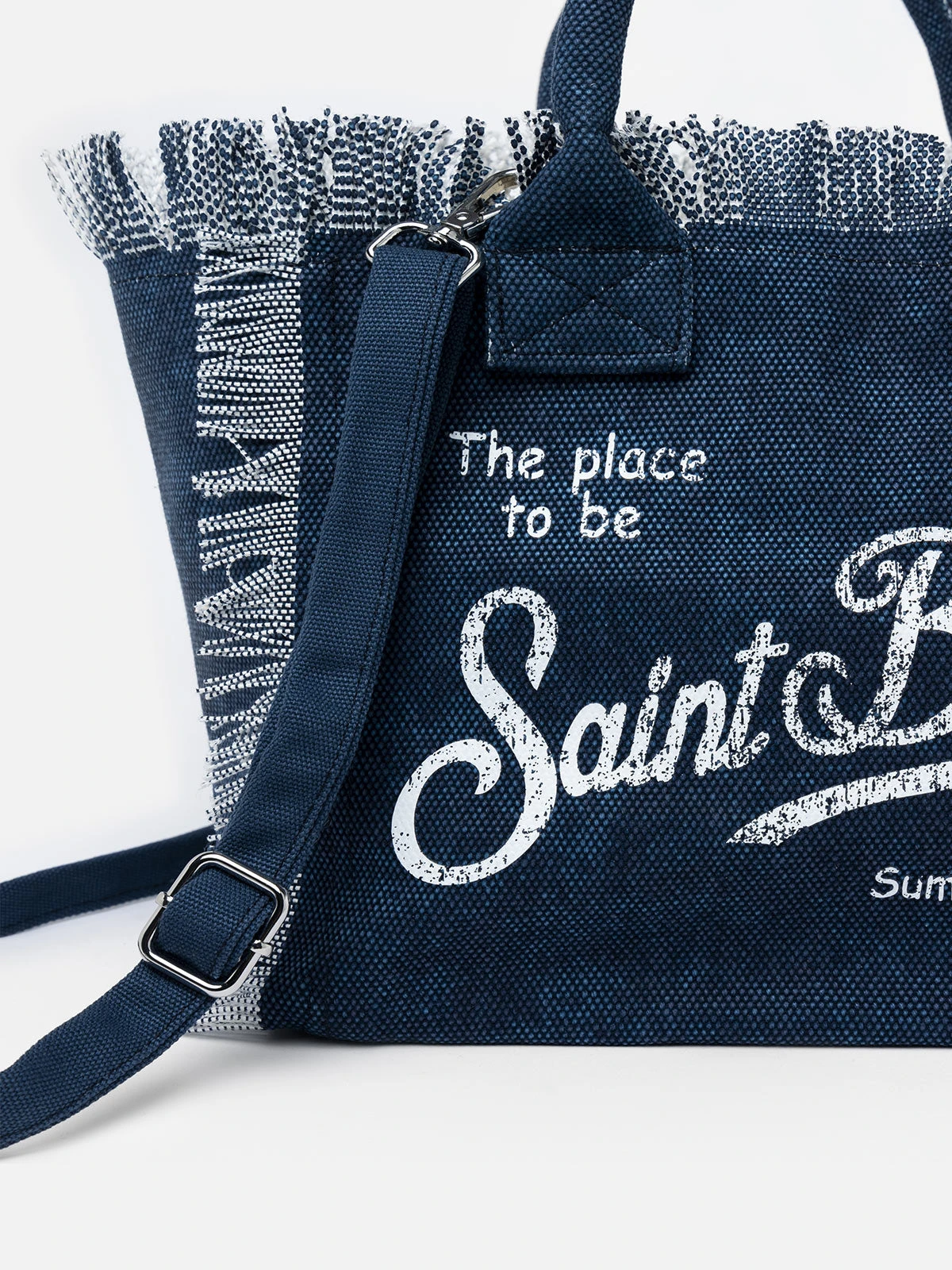 MC2 Saint Barth Colette Indigo Cotton Canvas Handbag 6 MC2 Saint Barth Colette Indigo Cotton Canvas Handbag - Image 4