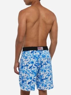 MC2 Saint Barth Comfort Surf Swim Shorts With Sharks Print | AI CO-CREATED DESIGN BY RICKDICK - POWERED BY RED-EYE -MC2 Saint Barth Shop UID COM000201024H MAN SWIMSHORT WHITE TOILEDEJOUY AIBYRICKDICK 20250704173518 3