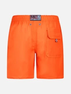 MC2 Saint Barth Boy Comfort Swim Shorts With Stai Calmo Lo Dici Al Mare Embroidery -MC2 Saint Barth Shop UID COM000401878F KIDS SWIMSHORT FLUO 20240530102434 2
