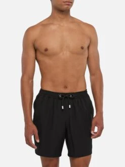 MC2 Saint Barth Black Comfort Swim Shortswith St. Barth Embroidery -MC2 Saint Barth Shop UID COM000701572H MAN SWIMSHORT BLACK PLAIN.COLOR MC2 1